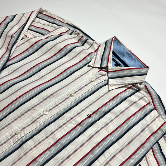 Y2K Tommy Hilfiger Stripe Hemd M - Cats on Stacks VNTG