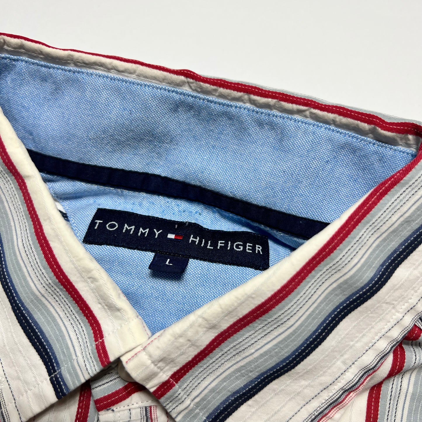 Y2K Tommy Hilfiger Stripe Hemd M - Cats on Stacks VNTG