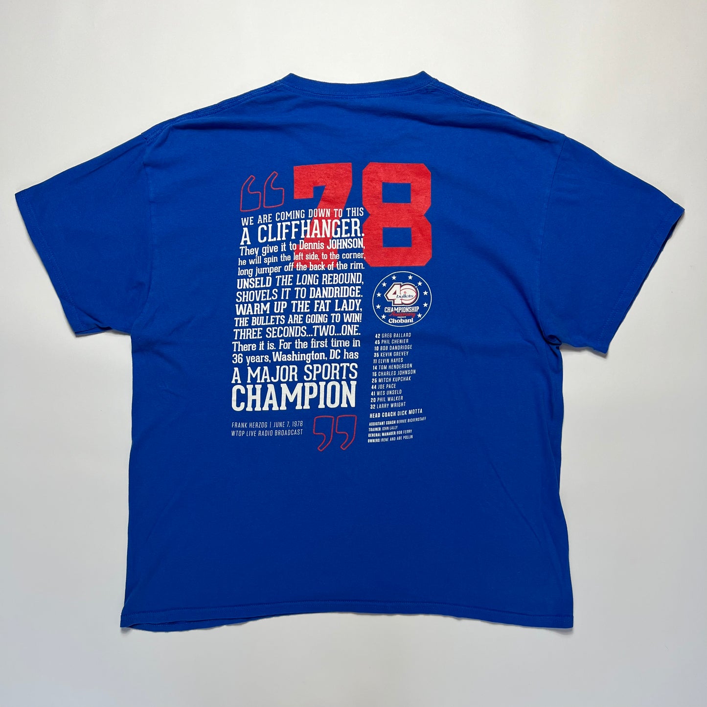 Vintage NBA 40 Bullets 1978 Anniversary T-Shirt L - Cats on Stacks VNTG