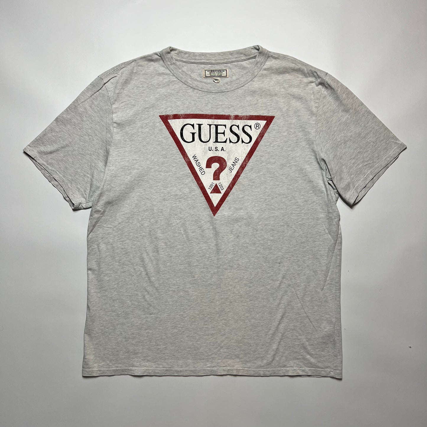Vintage Guess Big Question Mark T-Shirt L / XL - Cats on Stacks VNTG