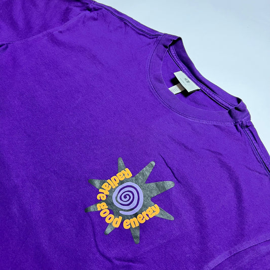 H&M Good Energy Purple T-Shirt M / L - Cats on Stacks VNTG