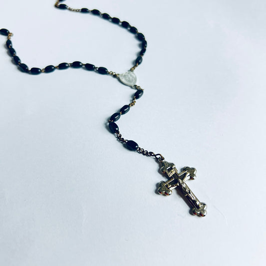 Vintage Rosenkranz Schwarz Silber - Cats on Stacks VNTG