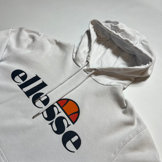 Ellesse Big Patch White Crop Hoodie L / XL - Cats on Stacks VNTG