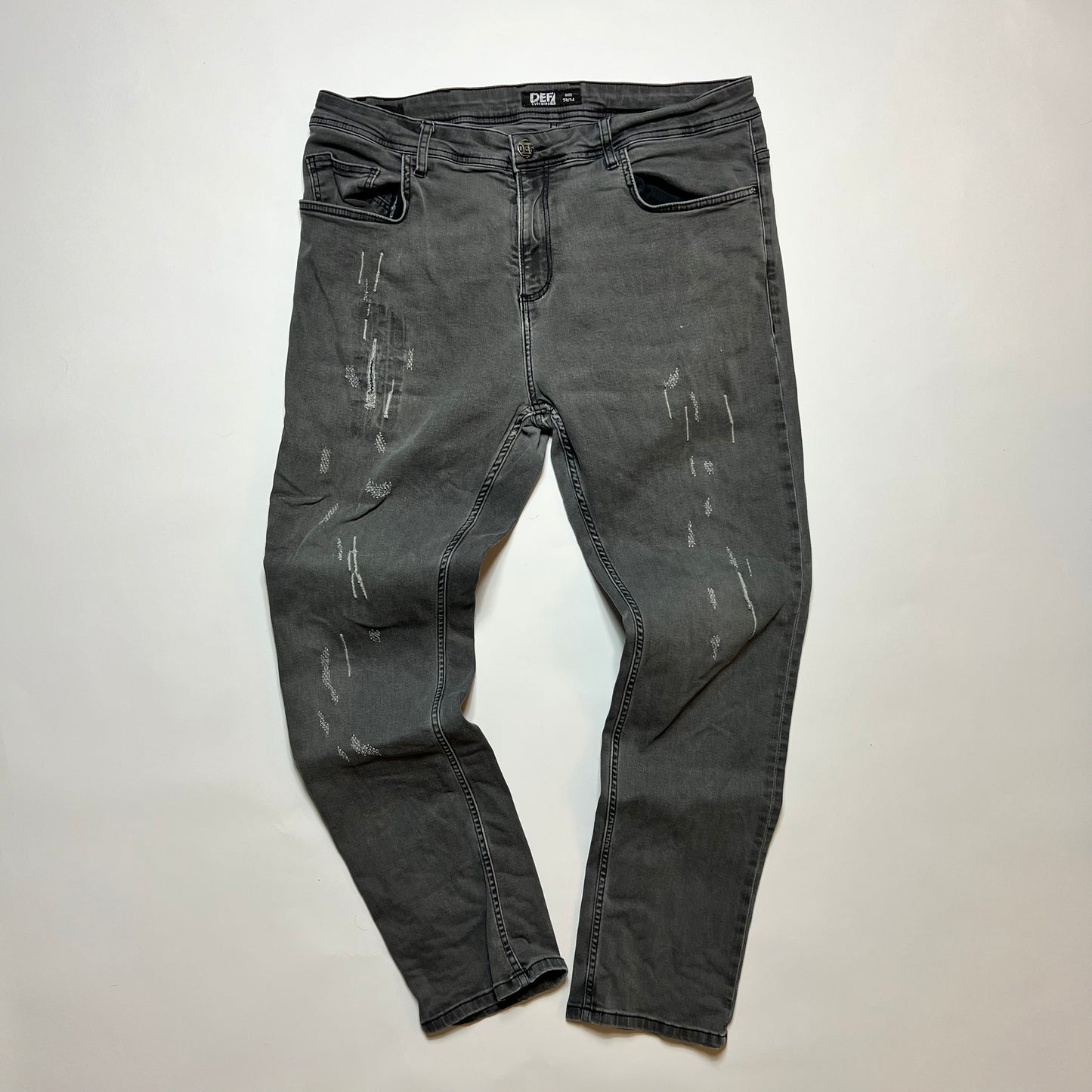 Def Ripped Gray Jeans 38/34 - Cats on Stacks VNTG