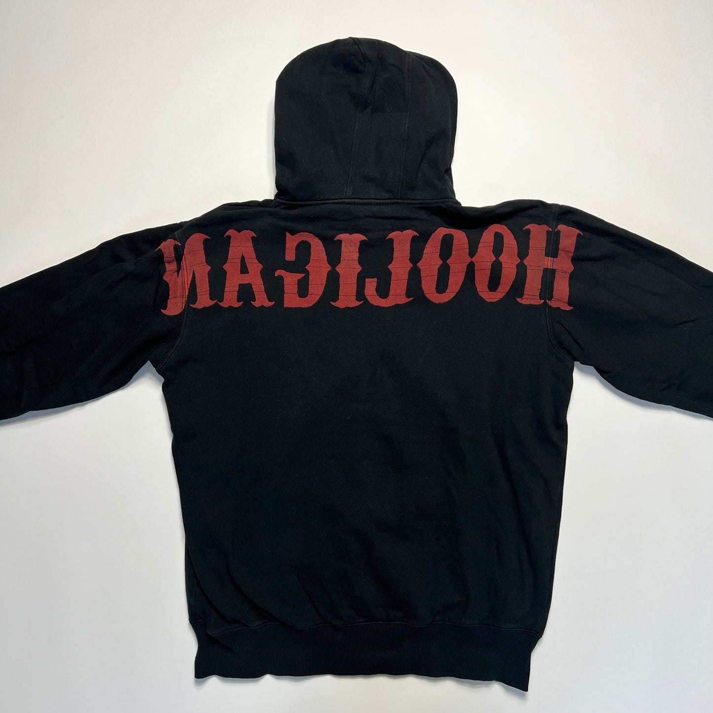 Vintage Hooligan Script Black Vega Zip Hoodie M / L - Cats on Stacks VNTG