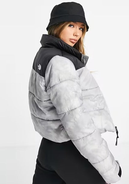 Damen The North Face Saikuru Jacke Cropped Tie Dye grau S - Cats on Stacks VNTG