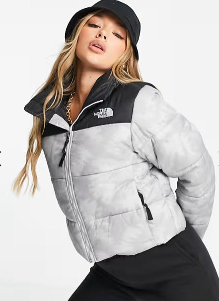 Damen The North Face Saikuru Jacke Cropped Tie Dye grau S - Cats on Stacks VNTG