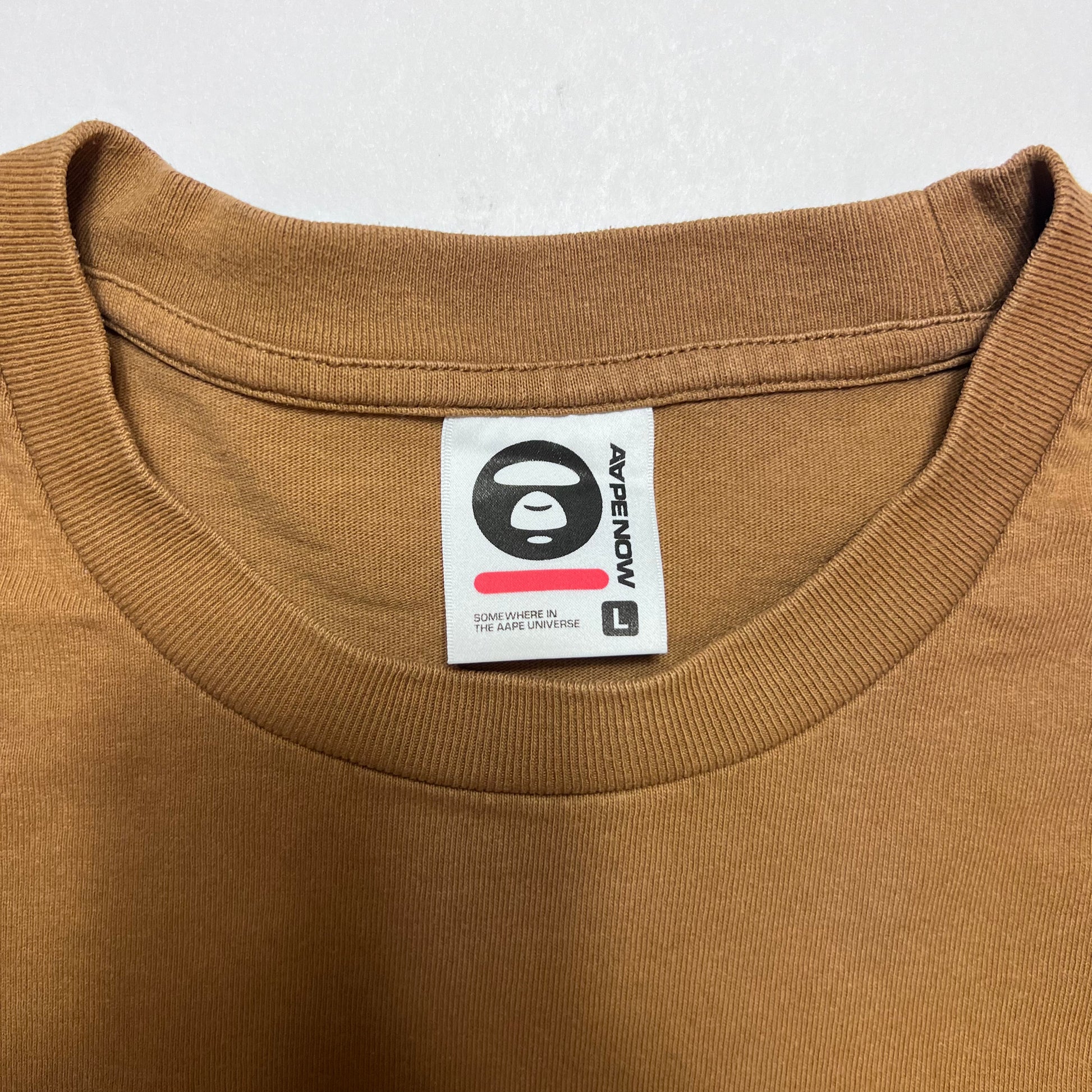 BAPE Aape Now Brown Small Logo T-Shirt L - Cats on Stacks VNTG