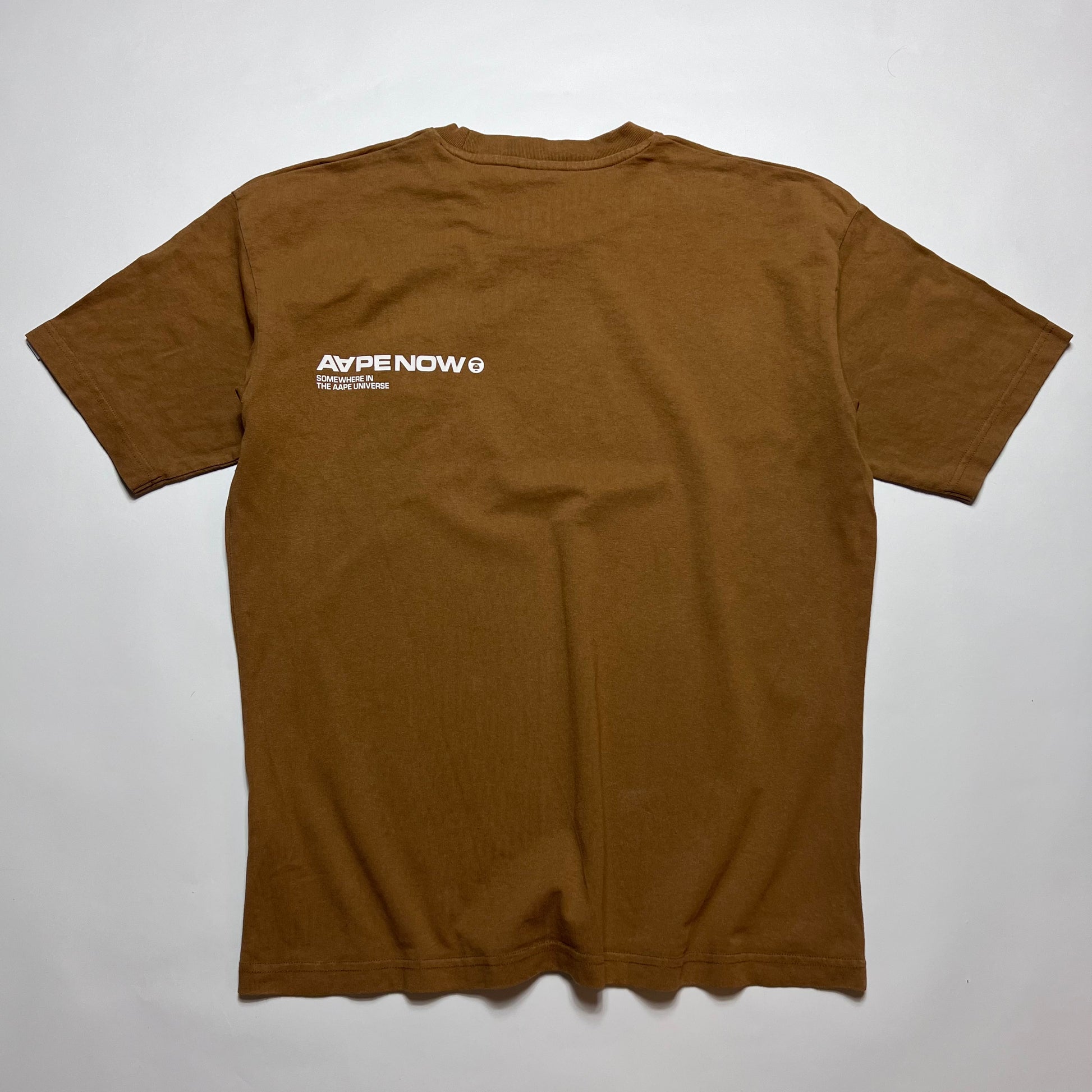BAPE Aape Now Brown Small Logo T-Shirt L - Cats on Stacks VNTG