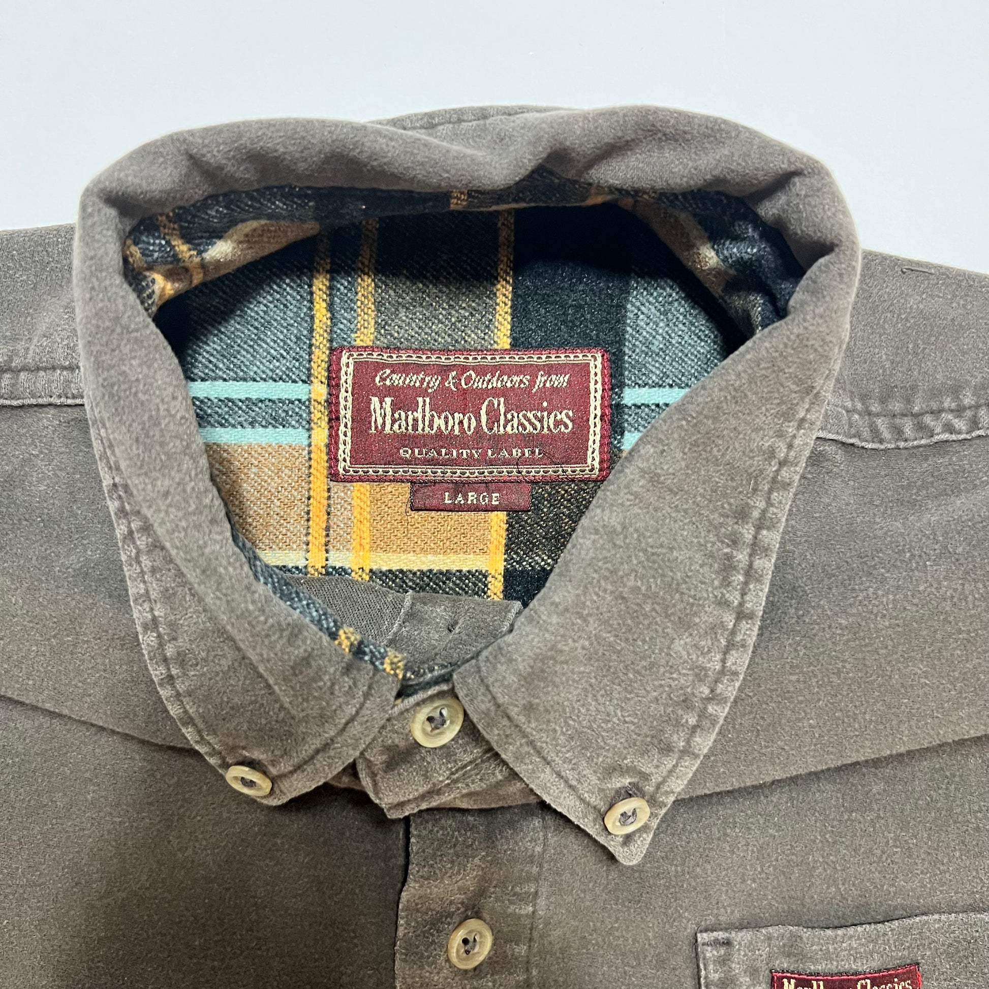 Vintage Marlboro Classics Western Flanell Hemd Shirt grau braun L - Cats on Stacks VNTG