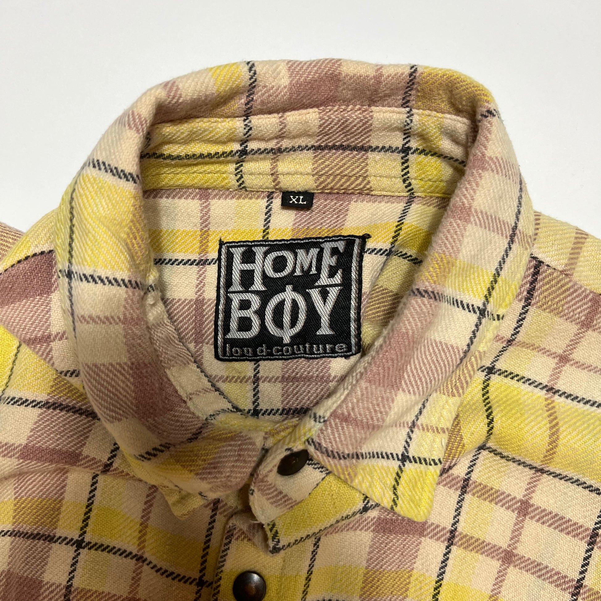 Vintage Home Boy Flanell Hemd Shirt gelb XL - Cats on Stacks VNTG