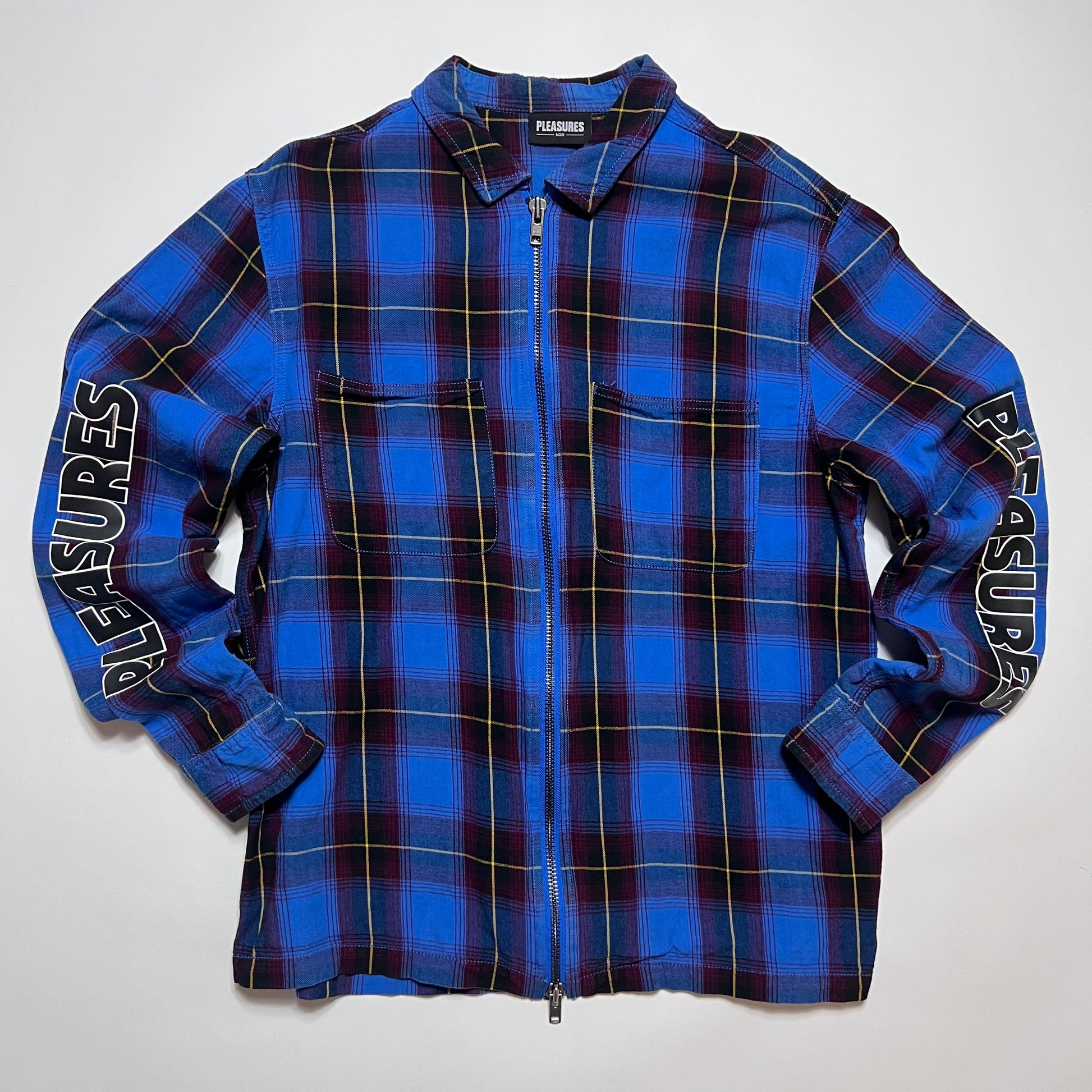 Retro Pleasures Zipper Hemd Shirt blau M / L - Cats on Stacks VNTG