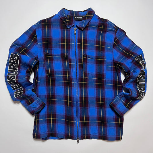 Retro Pleasures Zipper Hemd Shirt blau M / L - Cats on Stacks VNTG