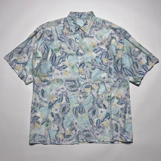 Vintage Crazy Pattern Hawai Hemd Shirt blau L / XL - Cats on Stacks VNTG