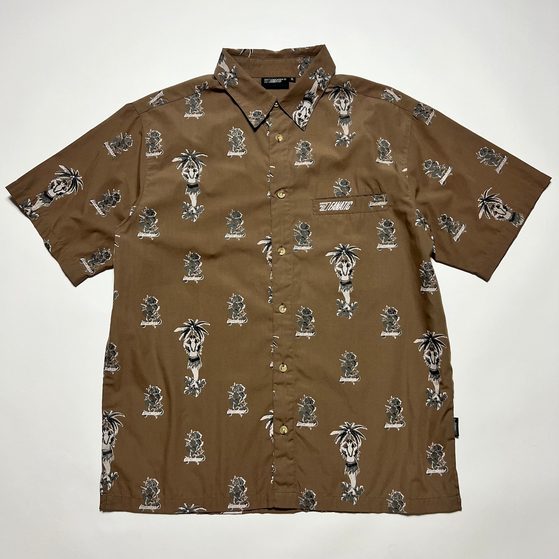 Vintage Fanatic Hawai Hemd Shirt braun L / XL - Cats on Stacks VNTG