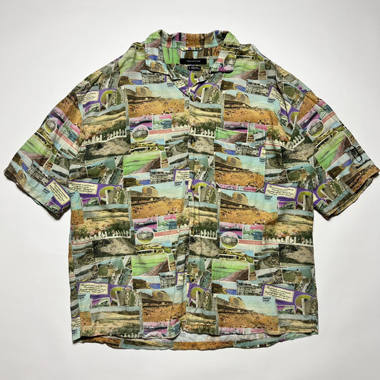 Urban Outfitters England Vacation Hemd Shirt grün M / L - Cats on Stacks VNTG