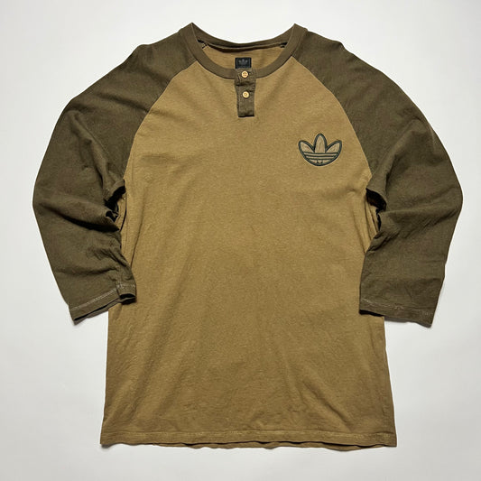 Vintage Adidas Trefoil 3/4 Longsleeve Shirt olivgrün L - Cats on Stacks VNTG