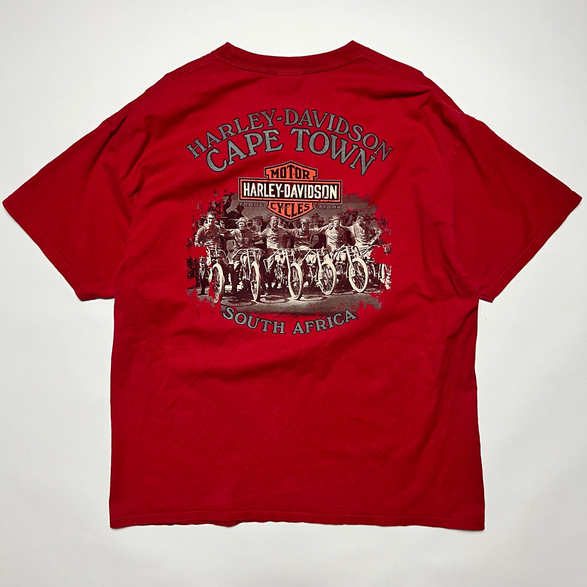 Retro Harley Davidson Nr.1 Cape Town 2016  T-Shirt rot XL - Cats on Stacks VNTG