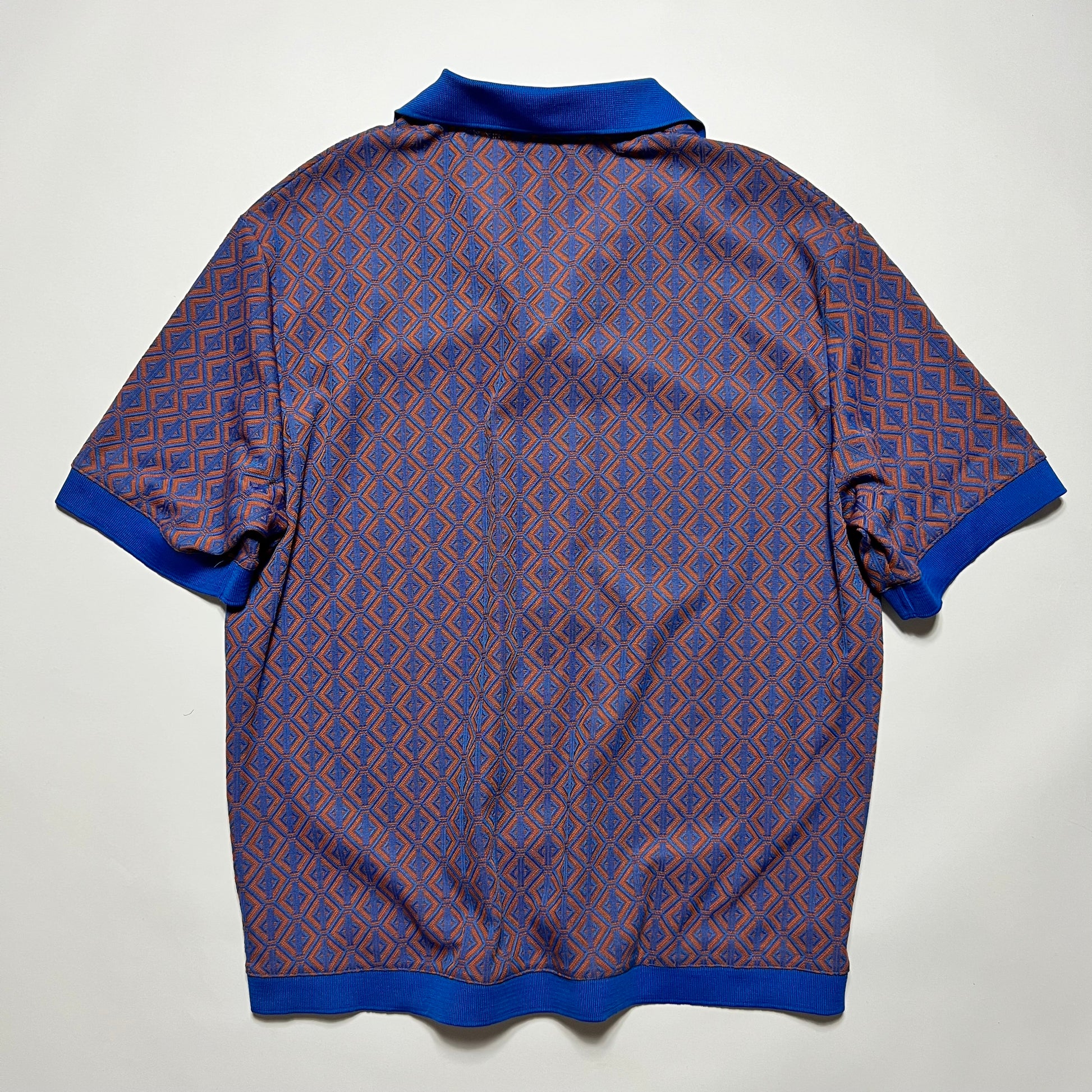 ZARA Retro Cabana Polo Shirt braun blau L - Cats on Stacks VNTG