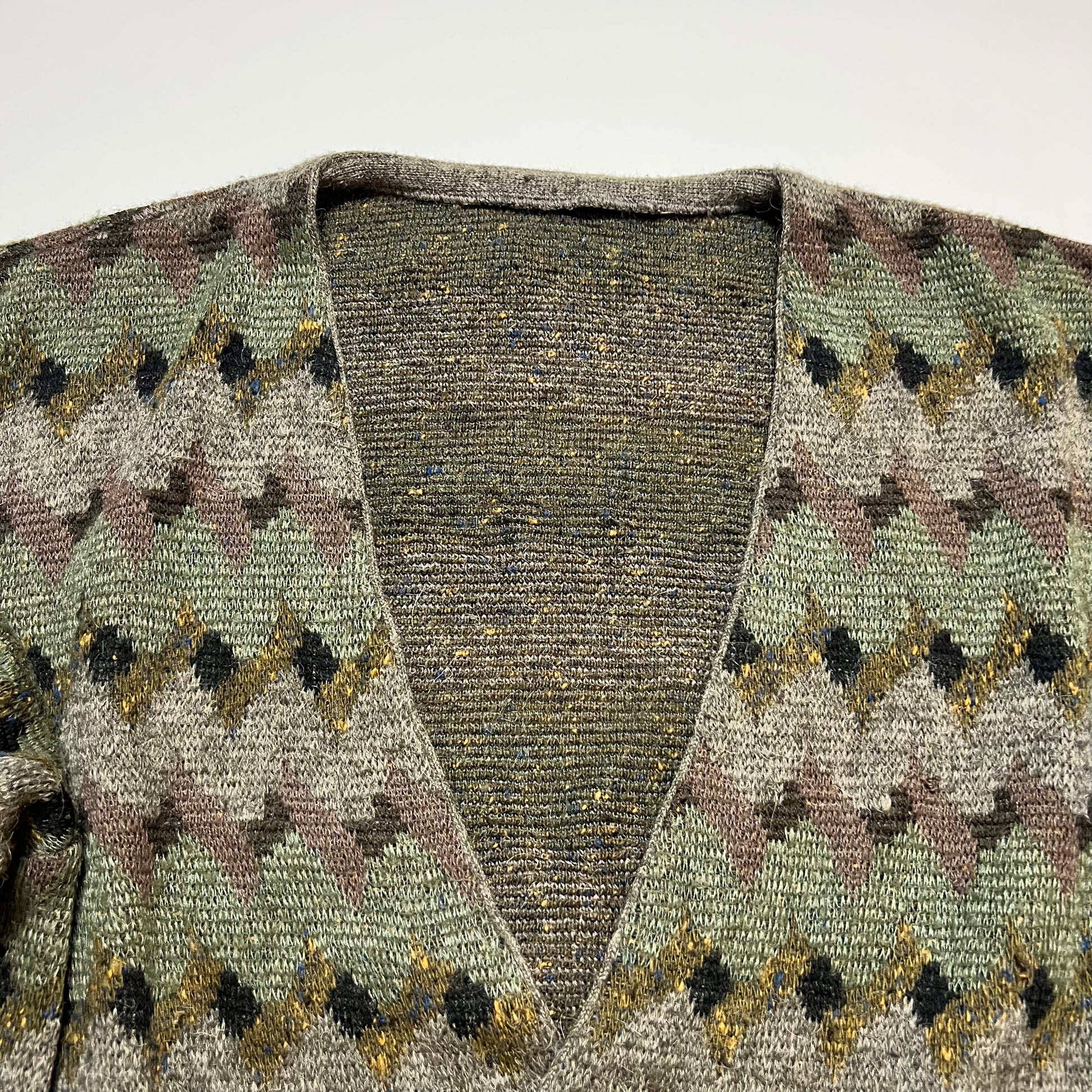 Vintage Crazy Pattern Boxy Cardigan grün braun L - Cats on Stacks VNTG