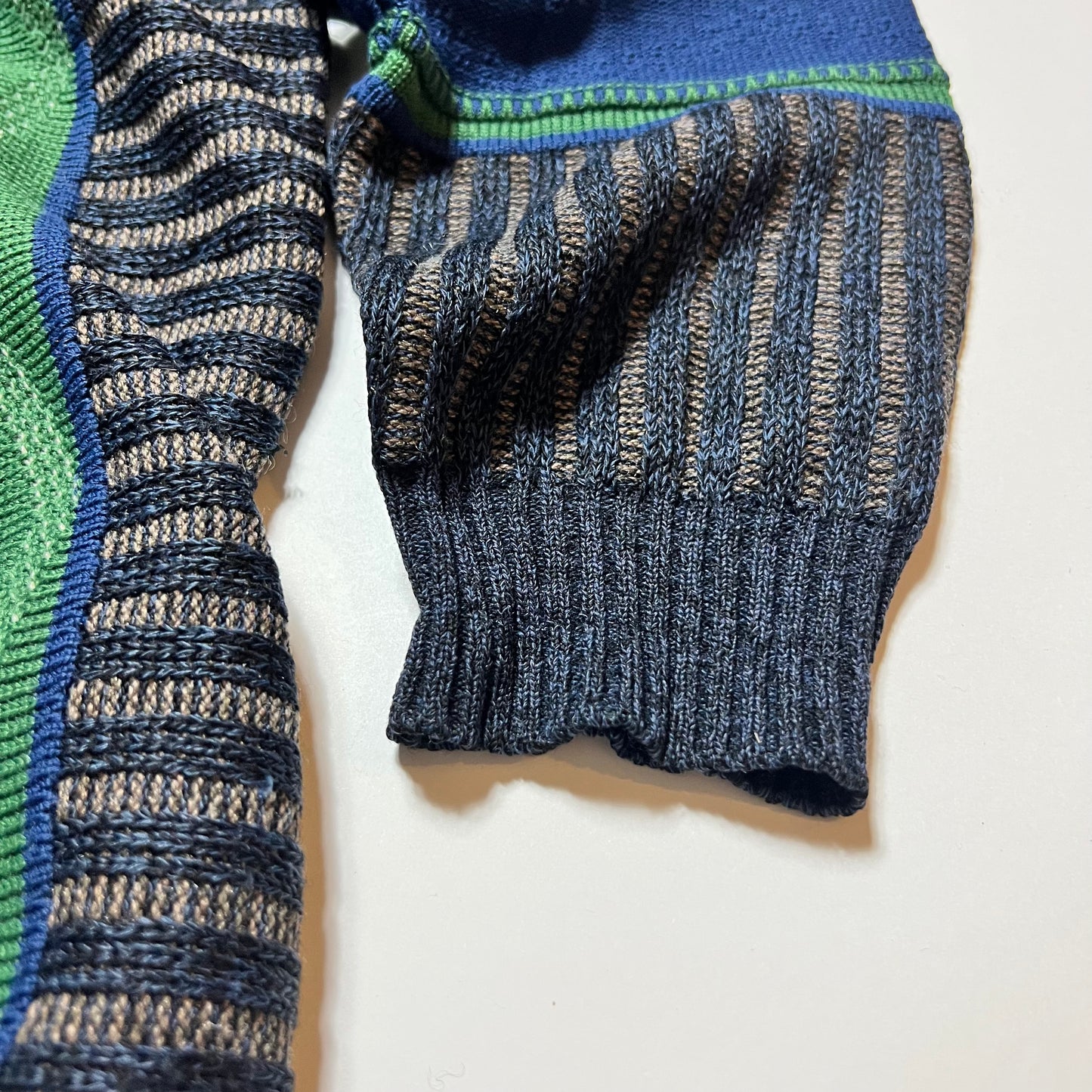 Vintage Crazy Pattern Boxy Cardigan grün blau XL - Cats on Stacks VNTG