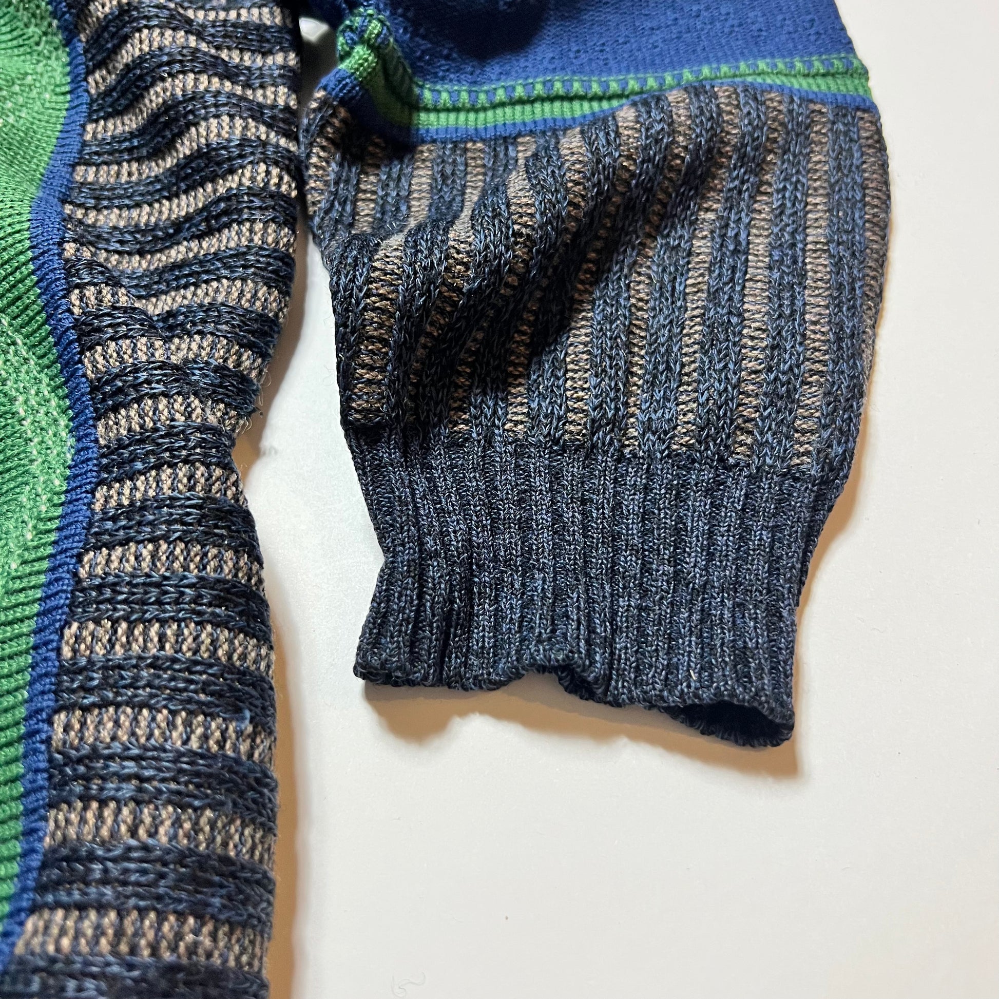 Vintage Crazy Pattern Boxy Cardigan grün blau XL - Cats on Stacks VNTG