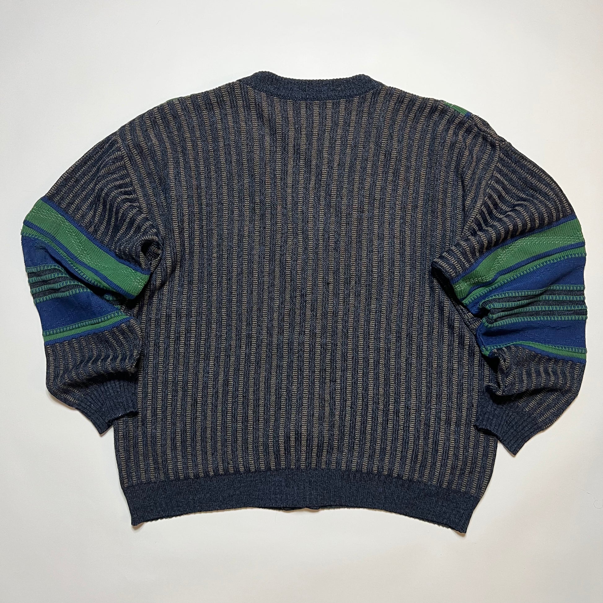 Vintage Crazy Pattern Boxy Cardigan grün blau XL - Cats on Stacks VNTG