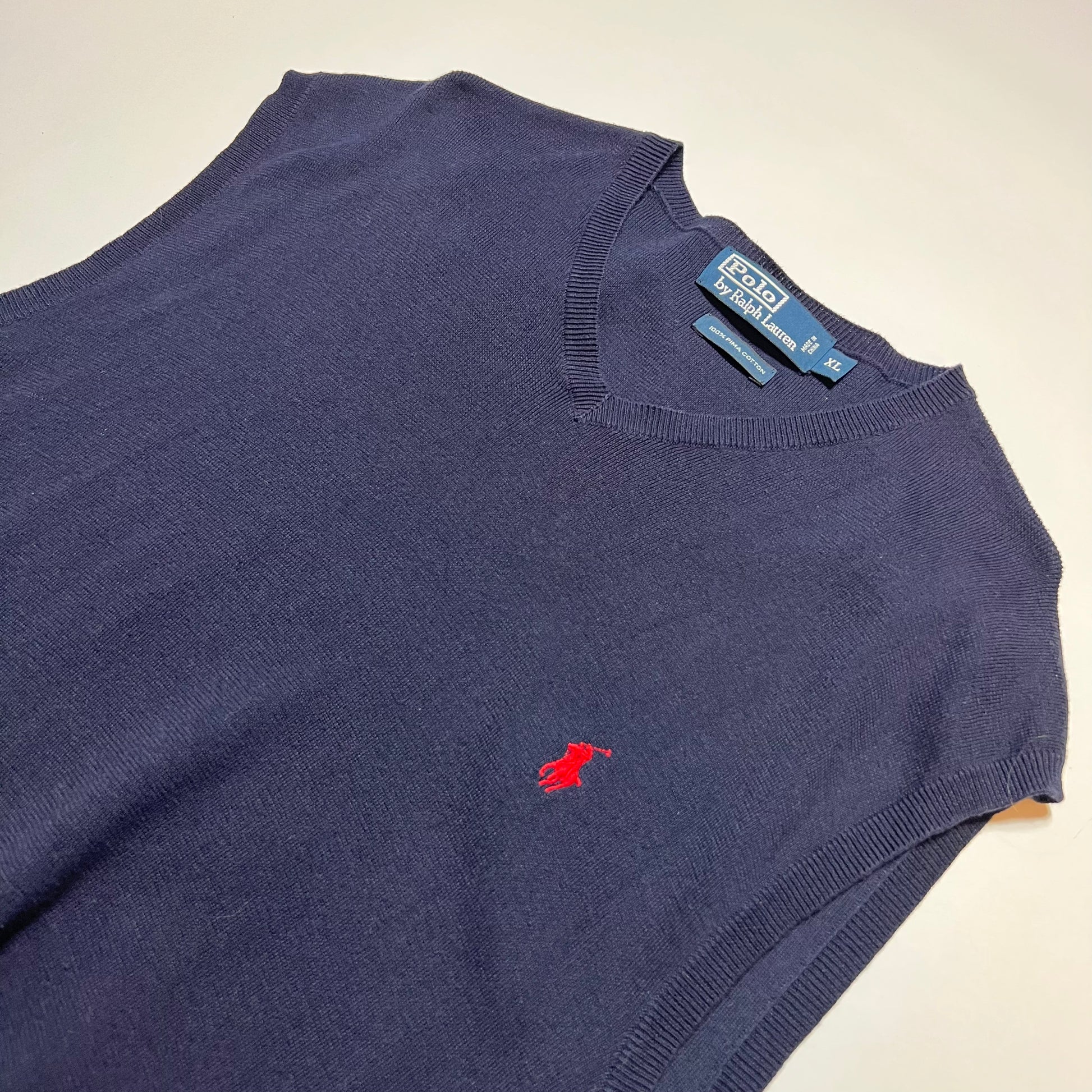 Vintage Ralph Lauren Pullunder Pullover blau XL - Cats on Stacks VNTG