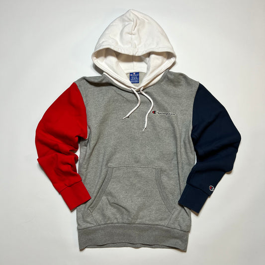 Champion Tricolor Hoodie grau blau rot S / M - Cats on Stacks VNTG