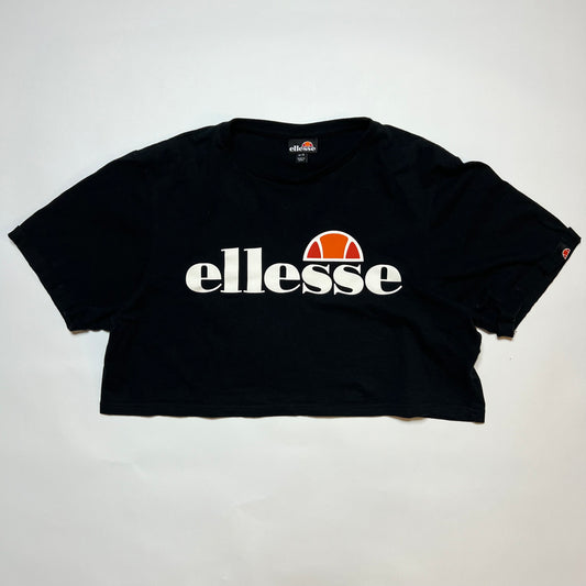 Damen Ellesse Big Logo Crop Top Shirt schwarz 42 L / XL - Cats on Stacks VNTG