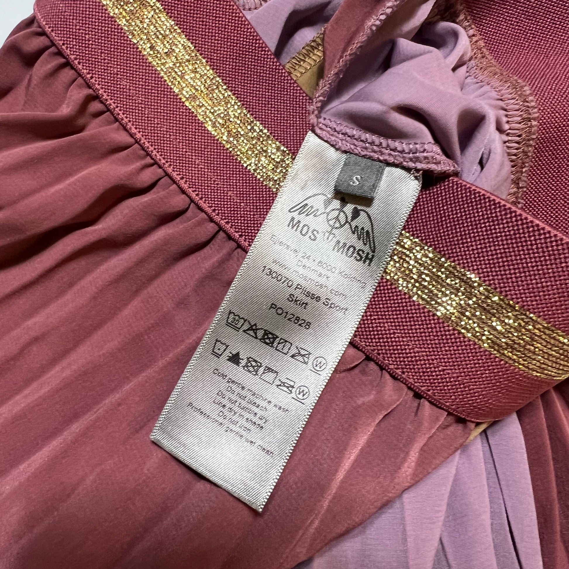 Damen Mos Mosh Faltenrock Rock Rosa Gold S / M - Cats on Stacks VNTG