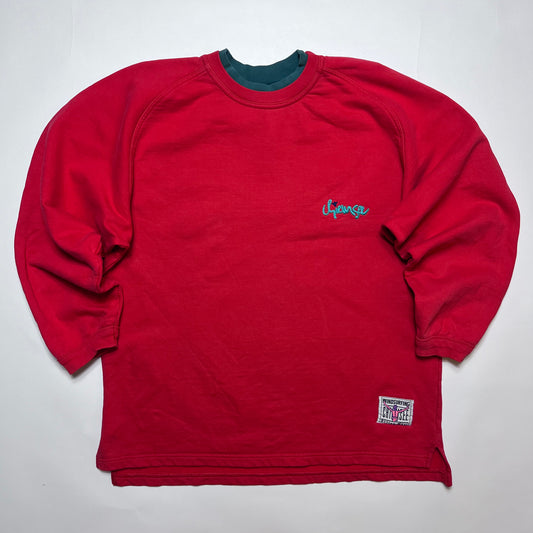 Vintage Chiemsee Spellout Double Crewneck Pullover rot L / XL - Cats on Stacks VNTG