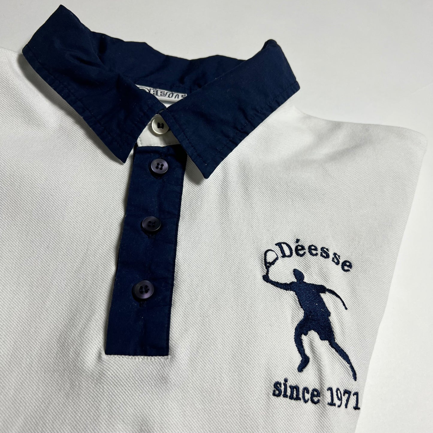 Déesse Vintage 90s Tennis Polo Shirt weiß S / M