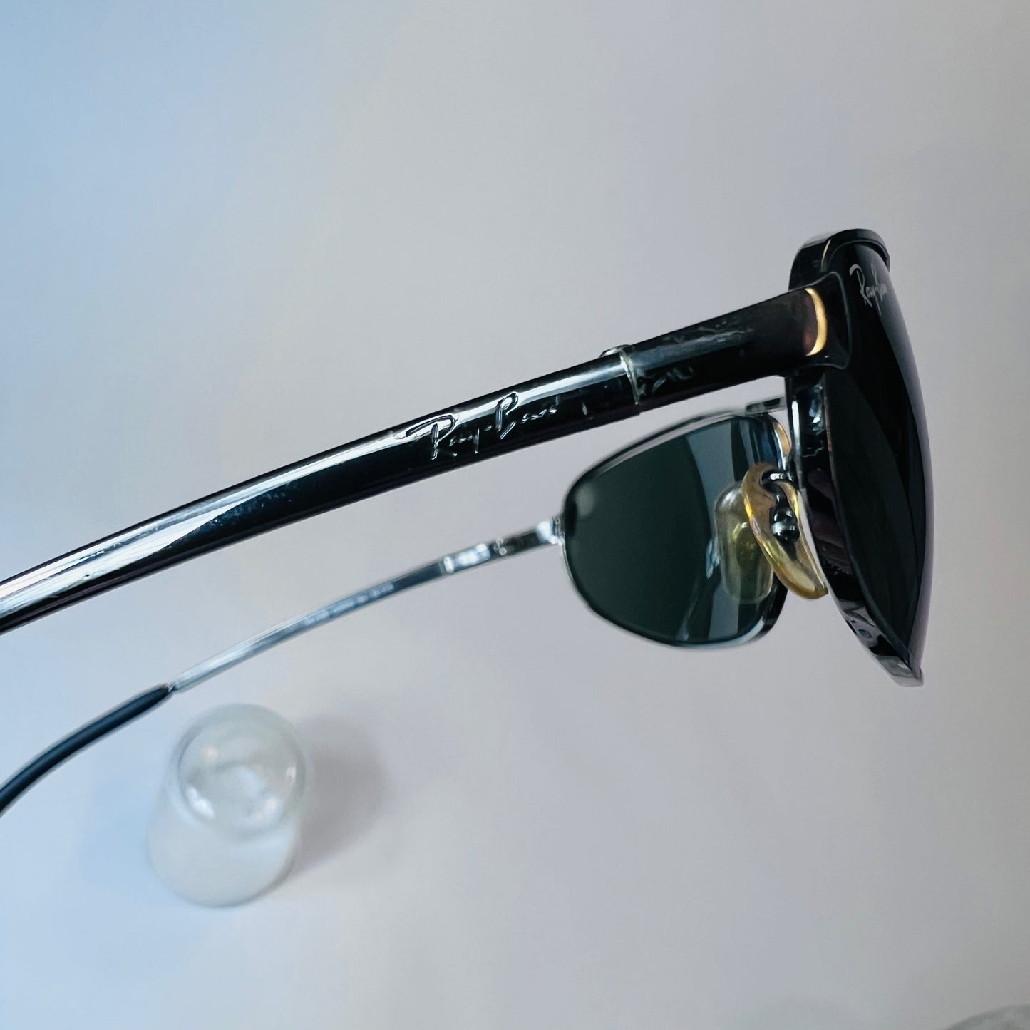 Ray Ban RB3169 Curve Vintage Sonnenbrille Silber Grün Olympia Predator - Cats on Stacks VNTG