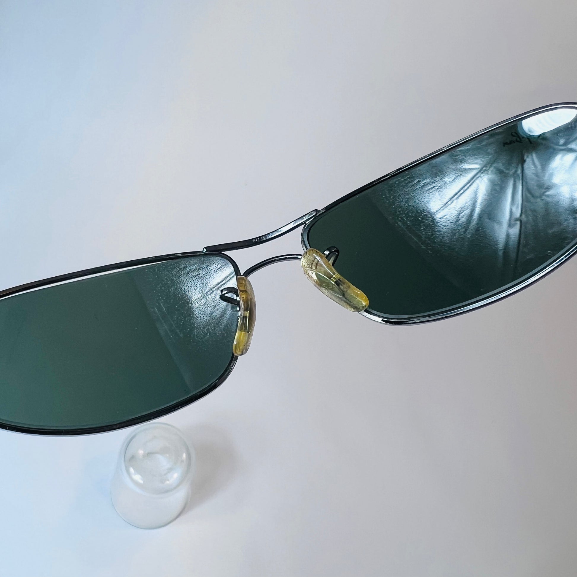 Ray Ban RB3169 Curve Vintage Sonnenbrille Silber Grün Olympia Predator - Cats on Stacks VNTG