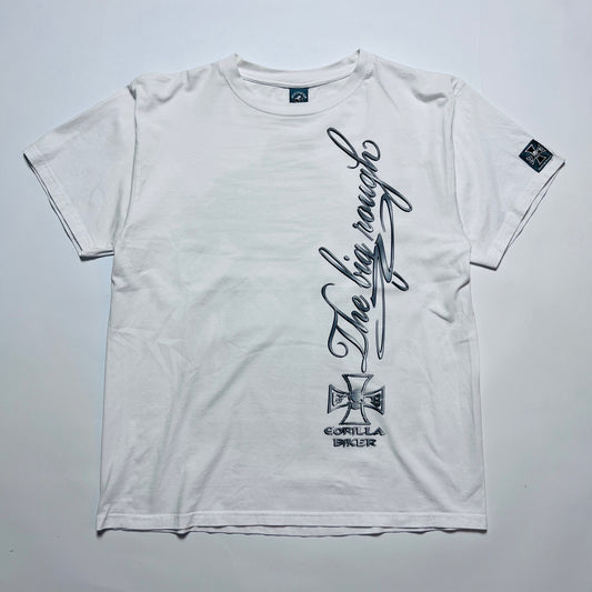 Silberrücken Heavy Wear Vintage 2000s Y2K Gorilla Biker T-Shirt weiß M / L - Cats on Stacks VNTG