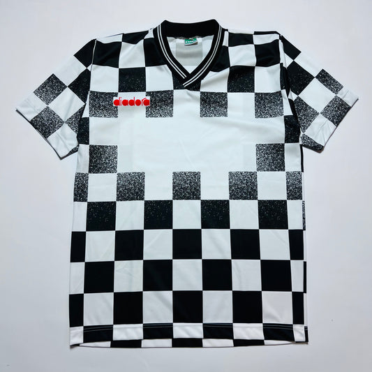 Diadora Vintage 90s Football Trikot T-Shirt schwarz weiß M / L