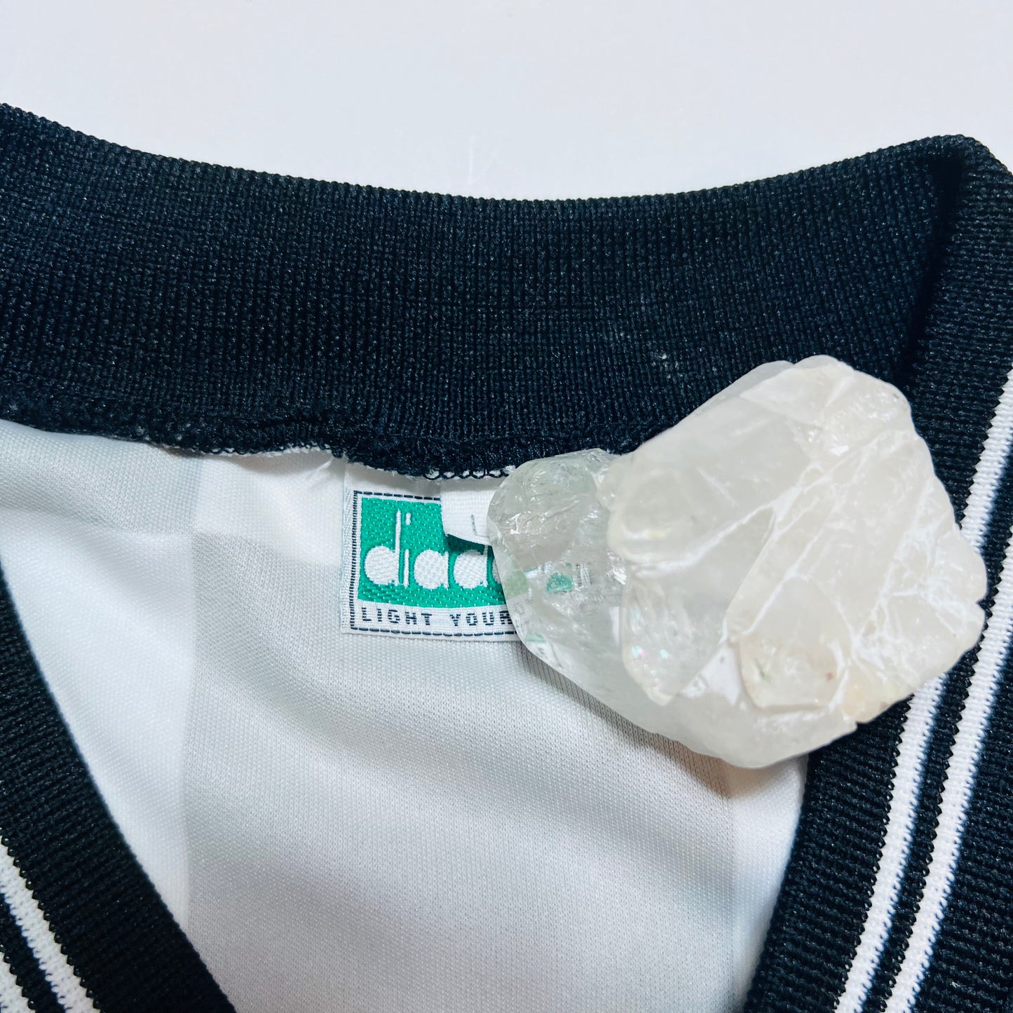 Diadora Vintage 90s Football Trikot T-Shirt schwarz weiß M / L