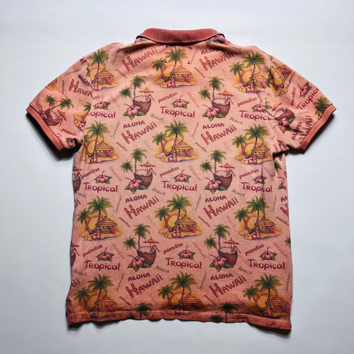 BOB Vintage 90s Aloha Hawai Polo Shirt peach rosa M / L - Cats on Stacks VNTG