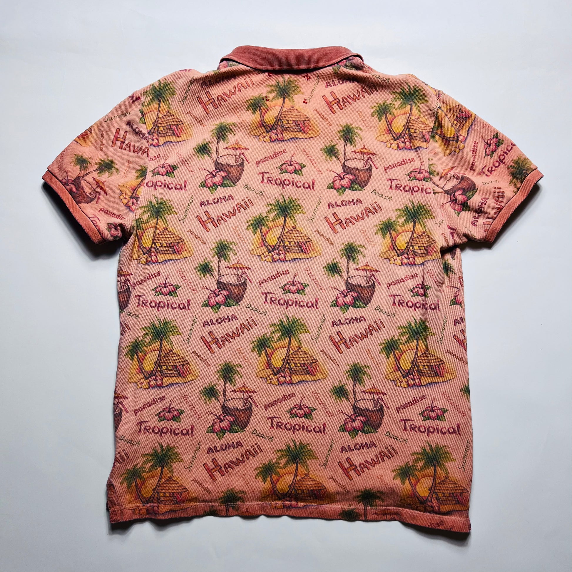 BOB Vintage 90s Aloha Hawai Polo Shirt peach rosa M / L - Cats on Stacks VNTG