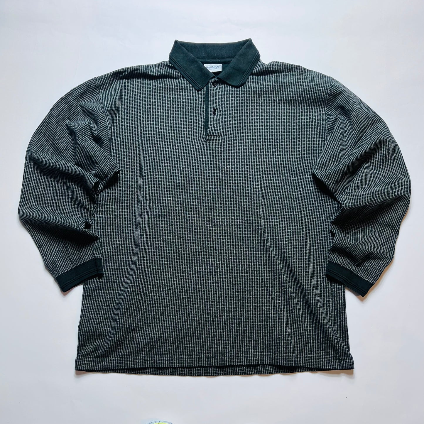 Ragman Vintage 90s Polo Longsleeve Shirt schwarz M / L - Cats on Stacks VNTG