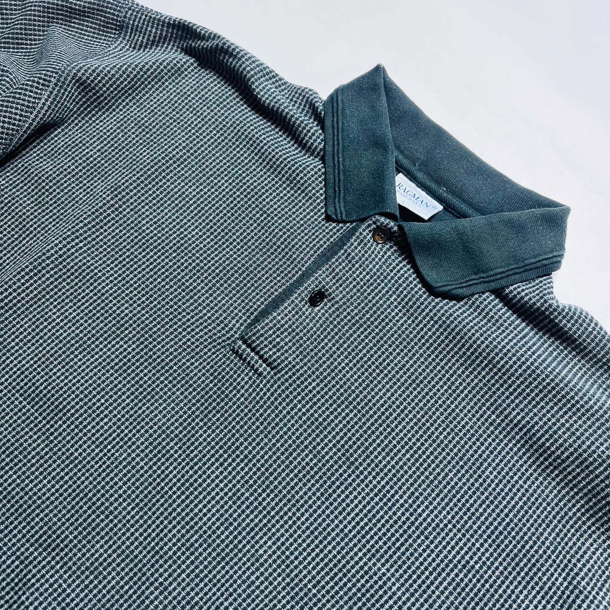 Ragman Vintage 90s Polo Longsleeve Shirt schwarz M / L - Cats on Stacks VNTG