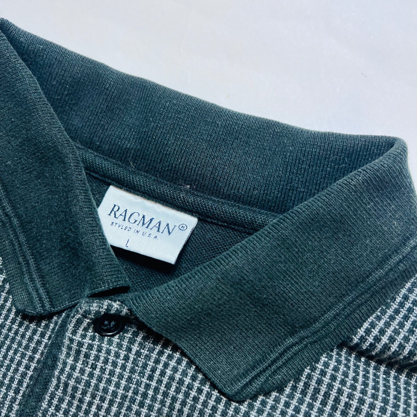 Ragman Vintage 90s Polo Longsleeve Shirt schwarz M / L - Cats on Stacks VNTG