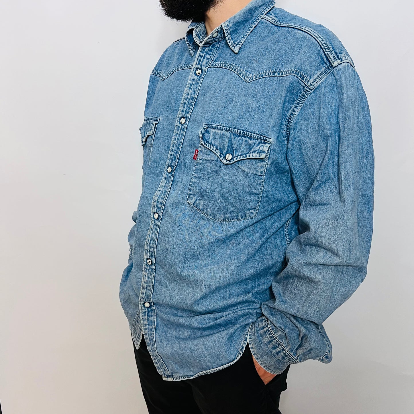 Levis Vintage 90s Barstow Western Jeanshemd hellblau XL