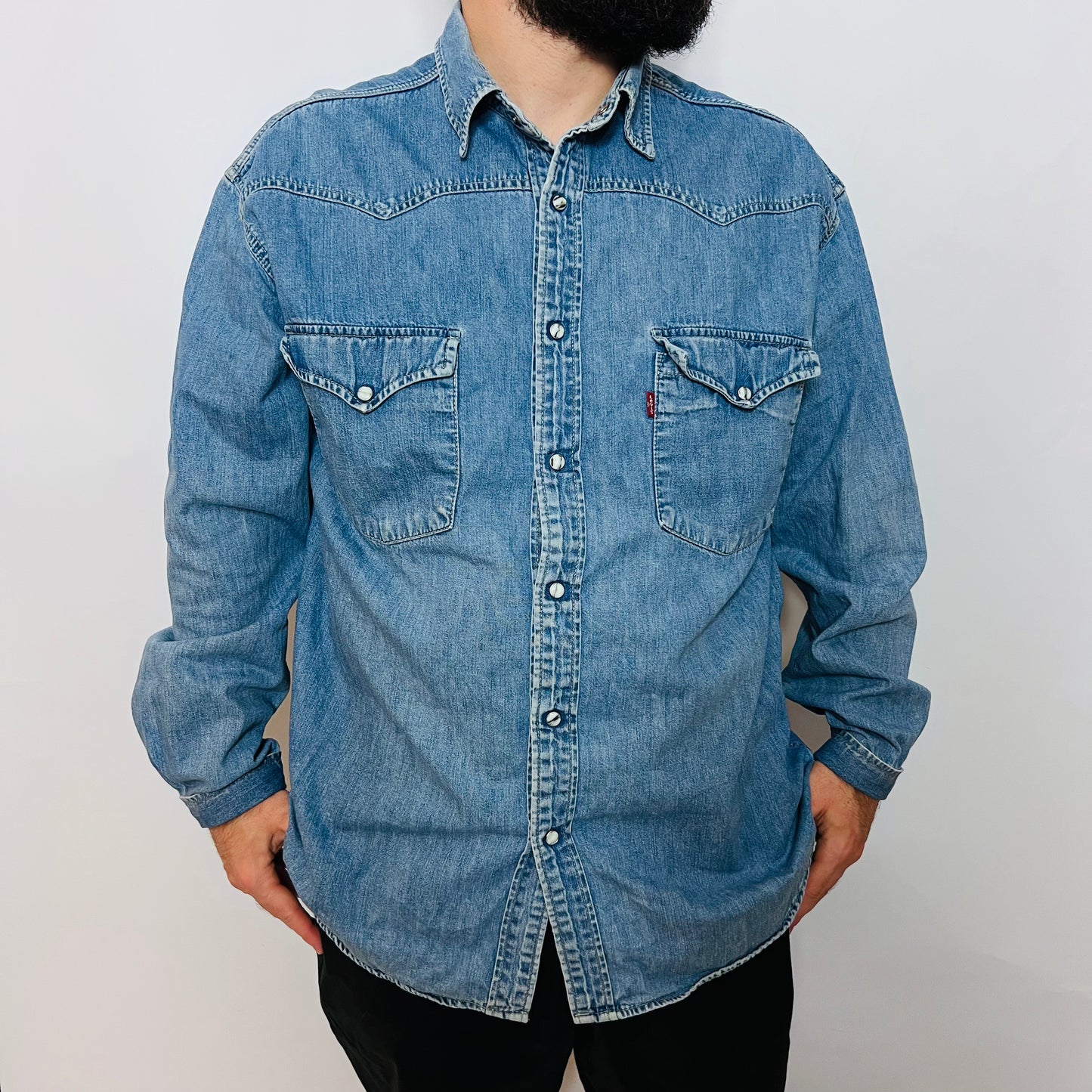 Levis Vintage 90s Barstow Western Jeanshemd hellblau XL