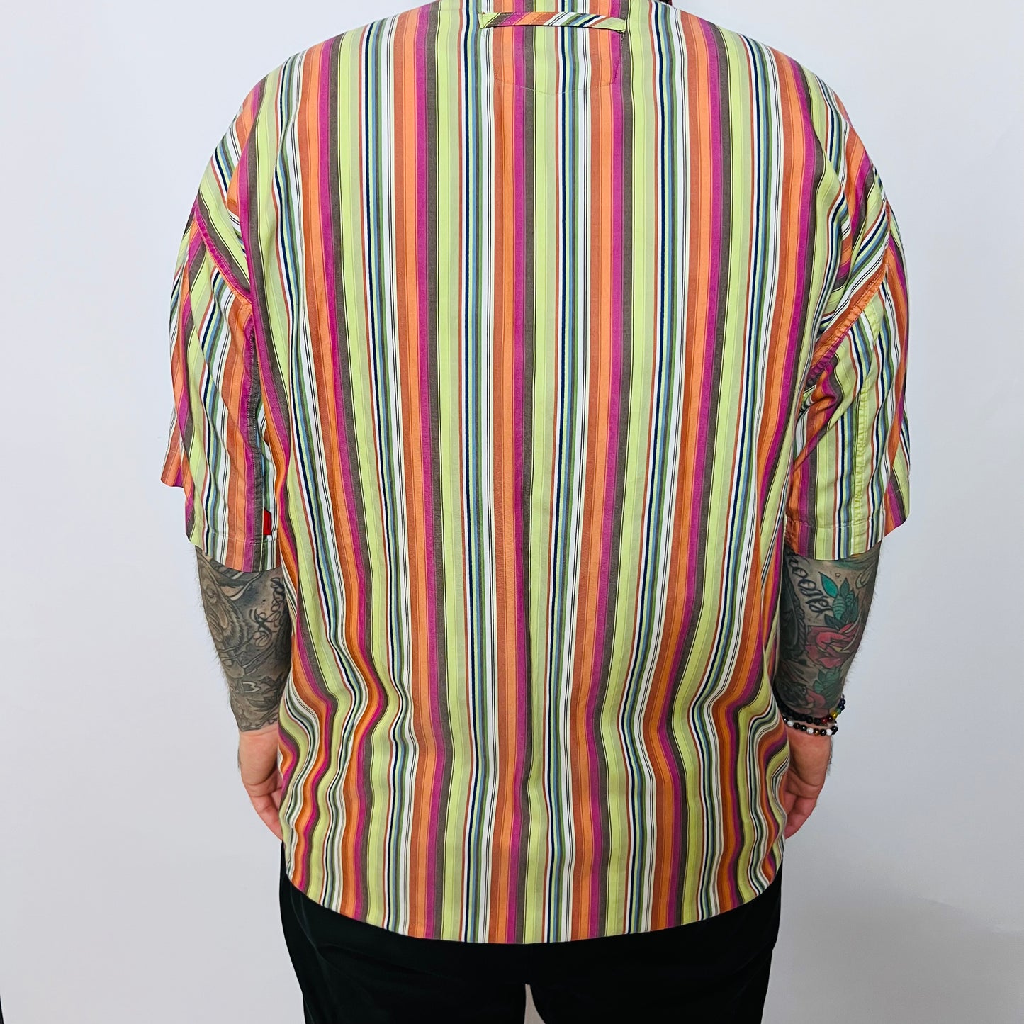 SIGNUM Vintage 90s Hemd Gestreift grün orange M / L