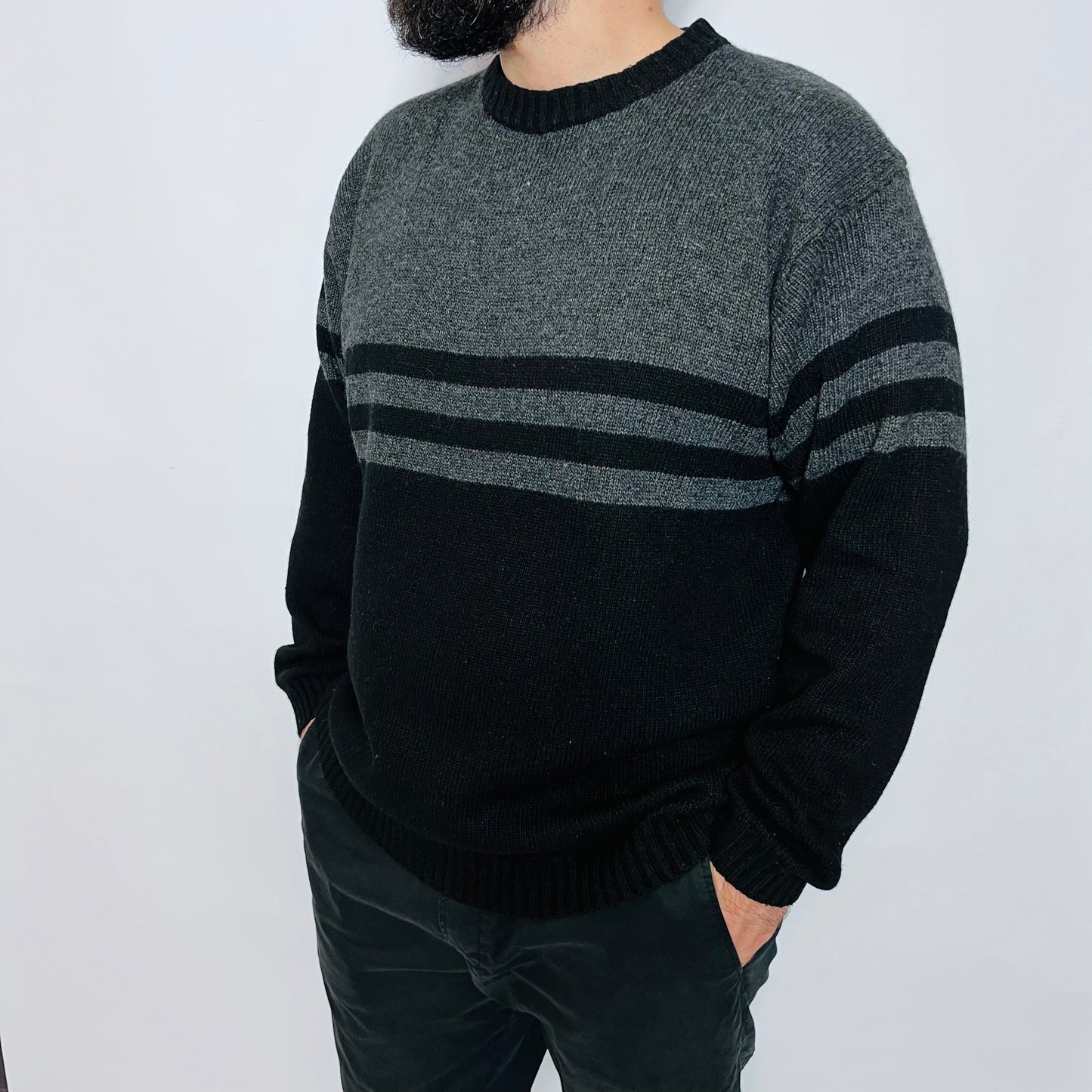 Moda Times Vintage 90s Wollpullover schwarz L