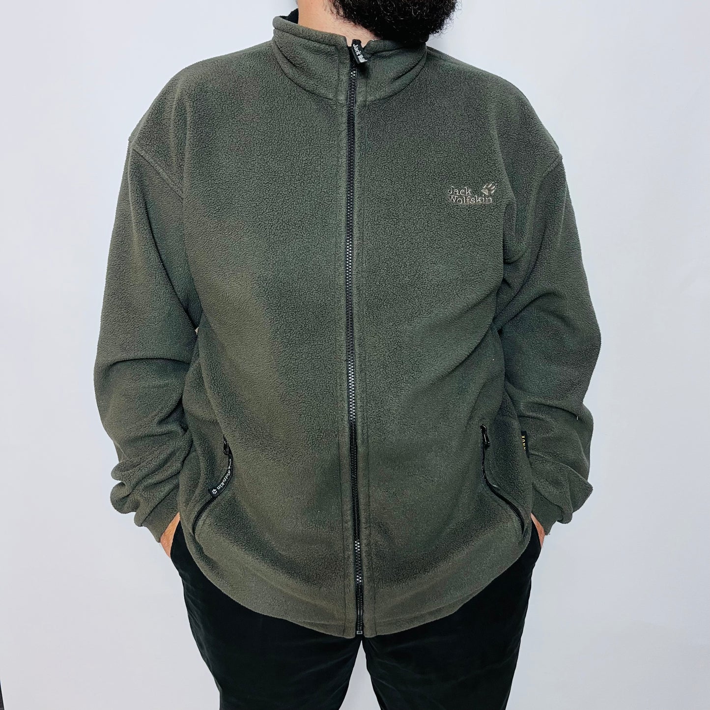 Jack Wolfskin Vintage 90s Outdoor Fleece Jacke grau XL / XXL - Cats on Stacks VNTG