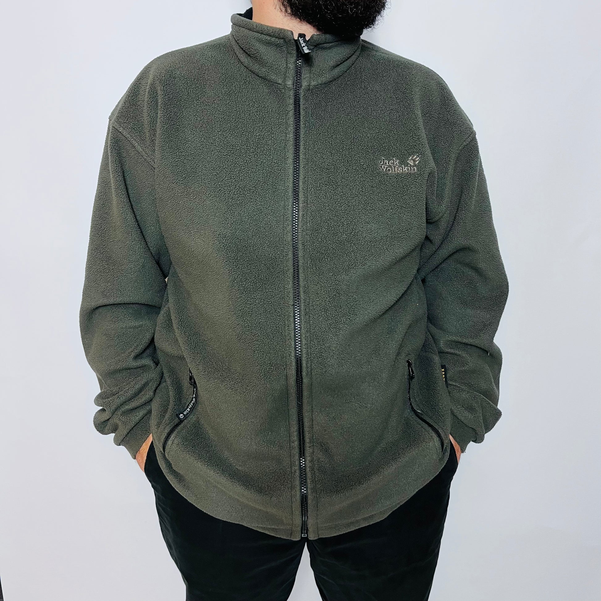 Jack Wolfskin Vintage 90s Outdoor Fleece Jacke grau XL / XXL - Cats on Stacks VNTG