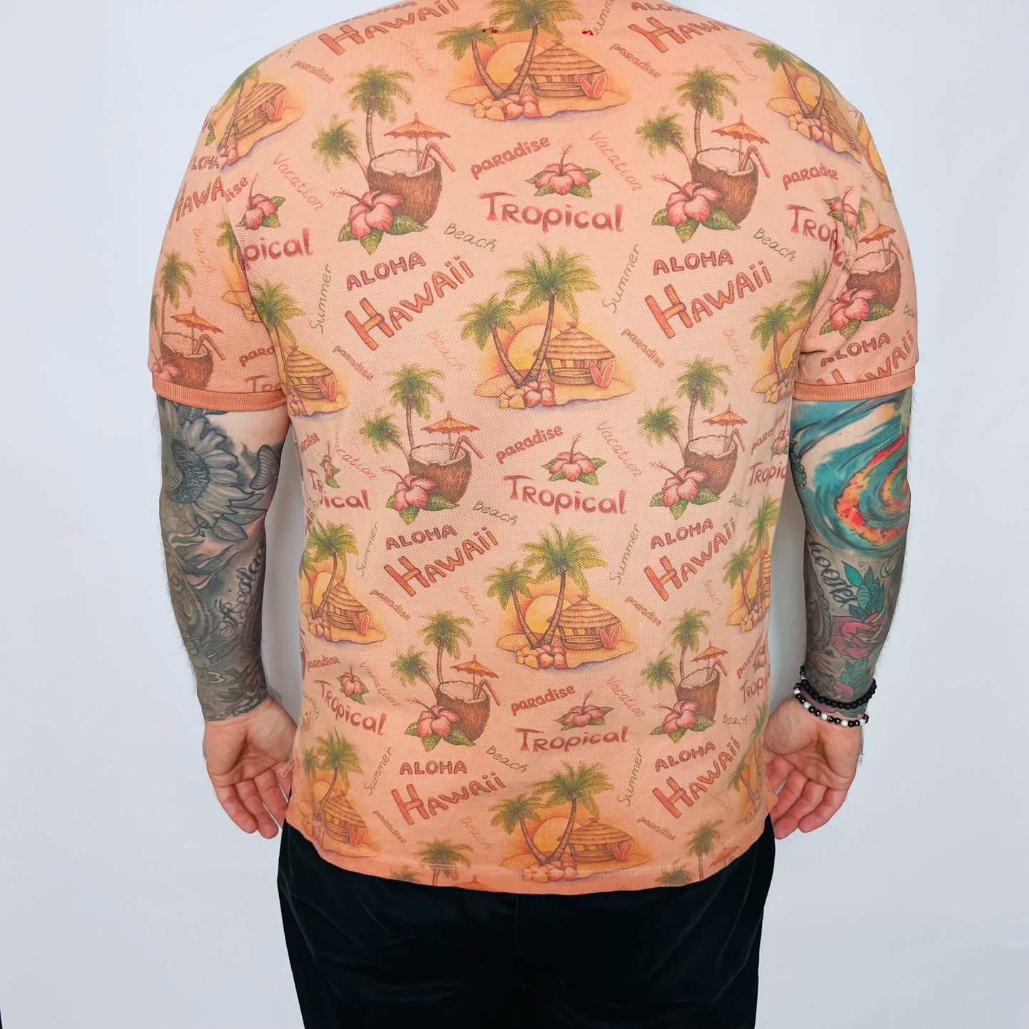 BOB Vintage 90s Aloha Hawai Polo Shirt peach rosa M / L - Cats on Stacks VNTG